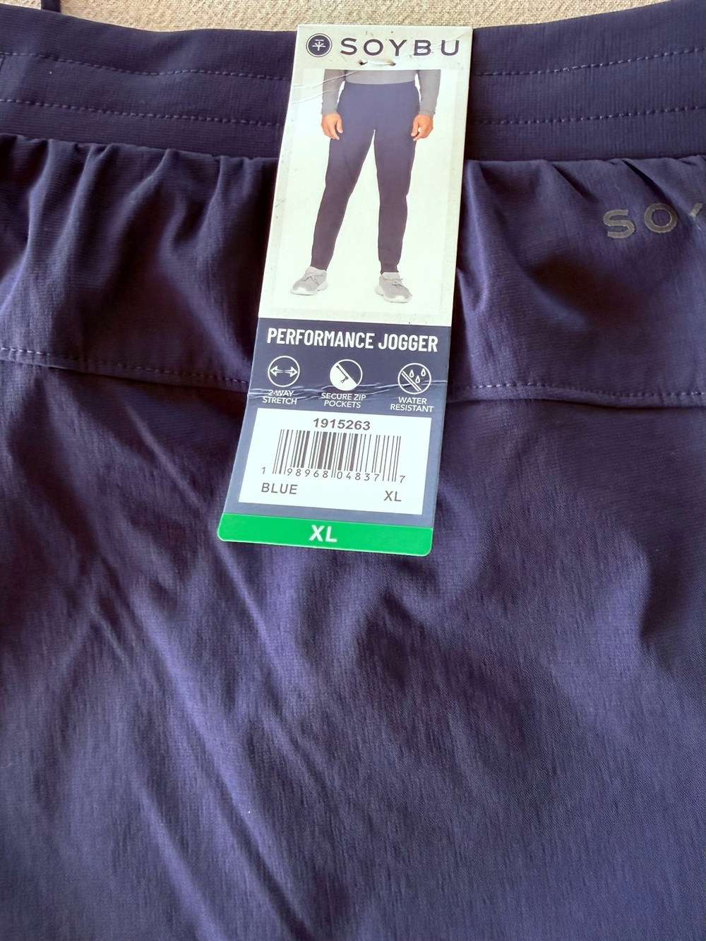 SOYBU Performance Jogger Pants XL Blue Stretch Zip Pocket Athleisure NWT - Picture 6 of 14